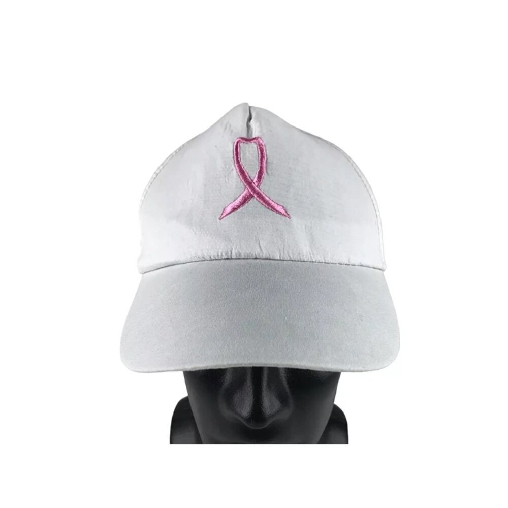 Greenbrier International Womens White‎ Pink Ribbon Embroidered Baseball Cap OS